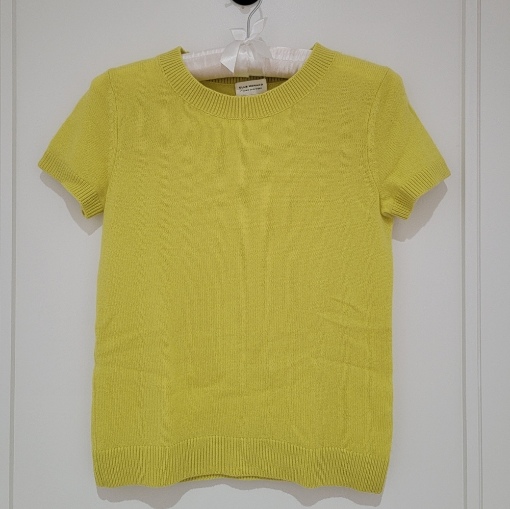 Club monaco cashmere short sleeve sweater yellow XS
